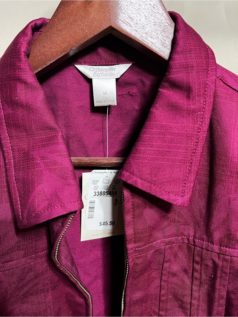 Christopher & Banks Raspberry Zip-Front Blazer - Picture 2 of 8